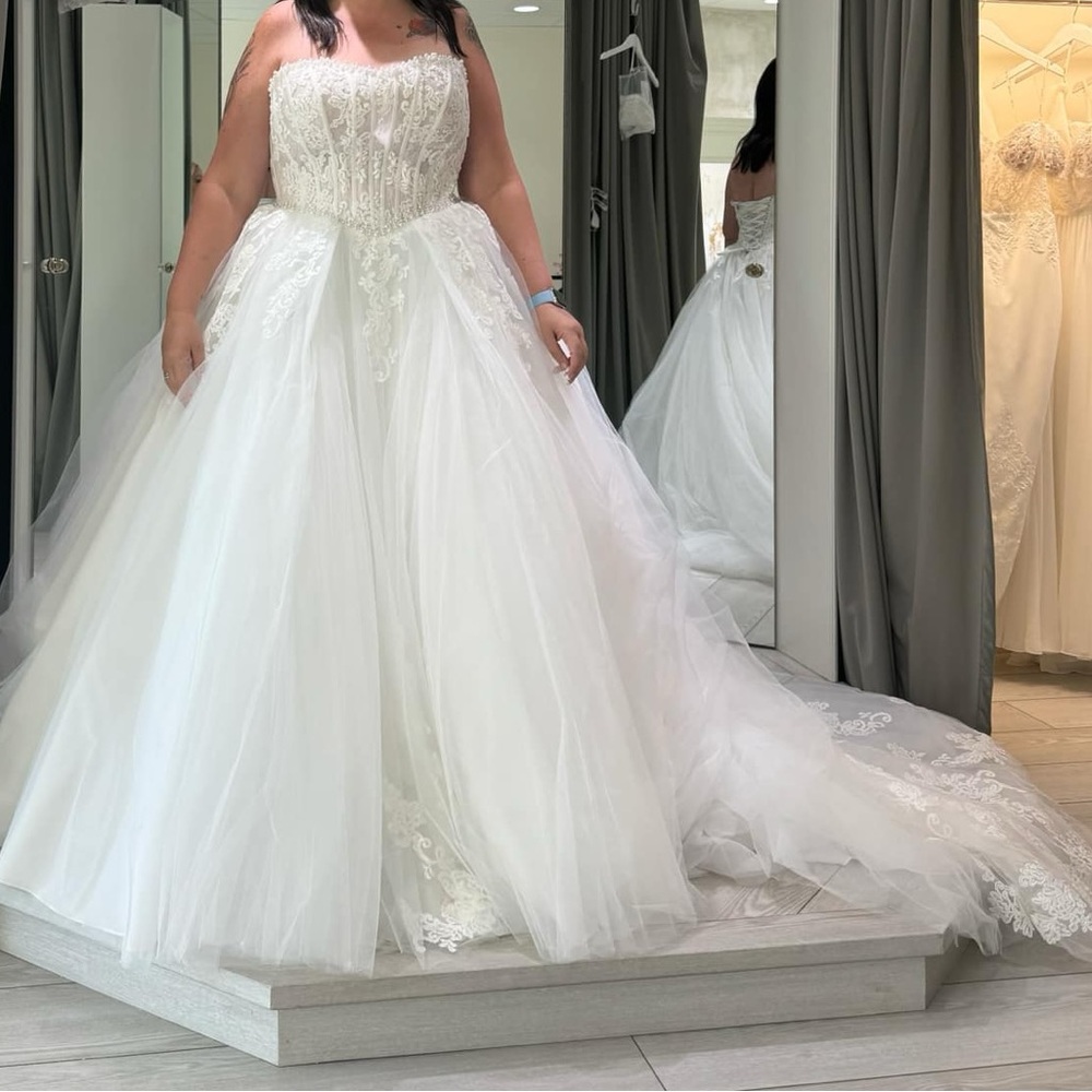 Mori Lee White Strapless Bridal Gown
